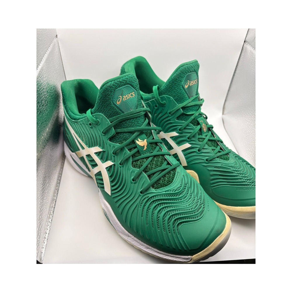 Asics Court FF 2 Novak Djokovic Green White Tennis Shoes Mens 1041A344-300 - Picture 2 of 10